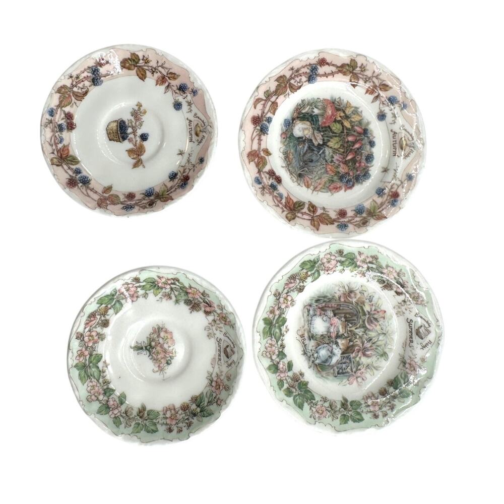 Royal Doulton Brambly Hedge Summer Autumn Saucers Lot Jill Barklem